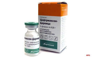 ЦЕФТРИАКСОН-ДАРНИЦА 0,5 г №1 пор. д/п ин. р-ра фл.