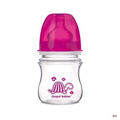 CANPOL БУТЫЛОЧКА EASYSTART ЦВЕТН. ЗВЕРЯТА антиколик. с шир. отв. 120 мл 35/205 (Topsil/037869)