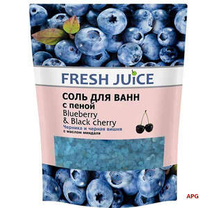 FRESH JUICE СОЛЬ Д/ВАНН ЧЕРНИКА И ЧЕРНАЯ ВИШНЯ 500 г дой-пак