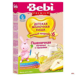 BEBI PREMIUM КАША МОЛОЧНАЯ ПШЕНИЧ. ВКУСН. ПОЛДНИК ПЕЧЕНЬЕ С ГРУШ. 200 г