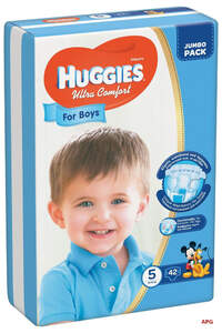 ПОДГУЗ HUGGIES ULTRA COMFORT 5 (12-22 кг) №42 boy