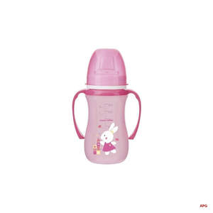 CANPOL ЧАШКА ТРЕНИРОВ. EasyStart Sweet fun с ручк. и силик носик. 240 мл роз. 35/208