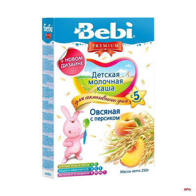 КАША МОЛОЧН. BEBI PREMIUM 4 злака с персиком с 12 мес. 200 г